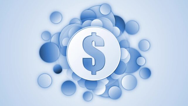 3d dollar sign icon surrounded by circles background symbolizing finance money savings and wealth animation