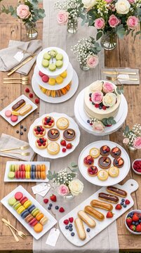 Momentos de indulgencia dulce, reposter&iacute;a fina y postres coloridos con estilo premium para dise&ntilde;o 