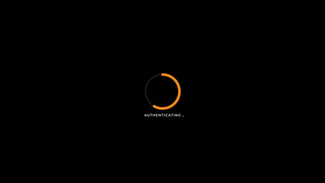 Modern Authenticating Circular Loading Spinner With Orange Progress On Black Background Secure Login Identity Verification Cybersecurity Interface 4K Motion Graphics