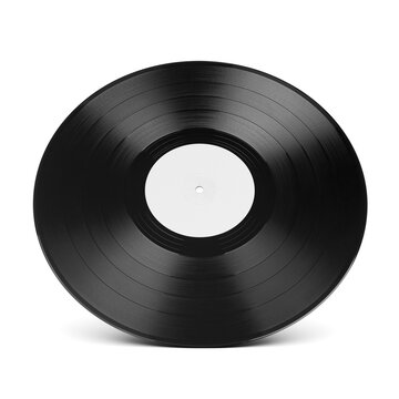 LP vinyl record presenting a blank label for custom content, isolated on white.