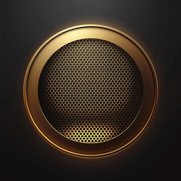 Gold speaker grille with hexagonal mesh and
