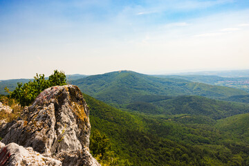 Naklejka premium Scenic mountain view of Homolje mountains. Mountain view. Ježevac mountain peak. Ježevac mountain view