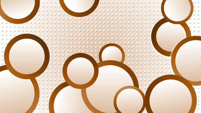 Abstract perforated background with overlapping glossy circles outlined modern geometric composition animation