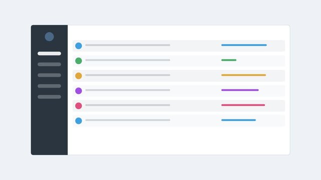 analytics dashboard with a dark sidebar and an animated data table, slate gray color scheme