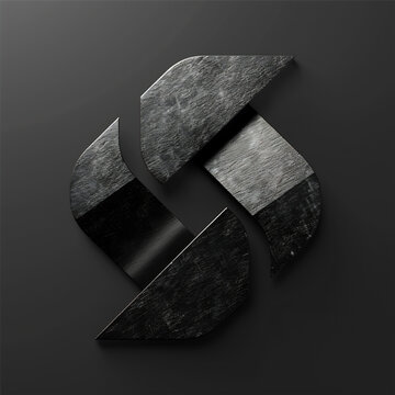 Abstract geometric symbol with dark grunge texture 3D rendered