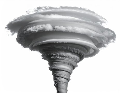 Swirling vortex of layered clouds forms a powerful tempest
