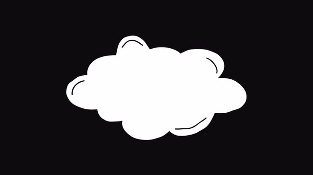 Empty Hand drawn comic cloud speech bubble animation 4k