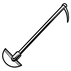 Obraz premium Illustration of a garden hoe with a curved blade and a hook on the handle