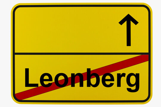 Illustration eines Ortsausgangsschildes von Leonberg in Baden-W&uuml;rttemberg	