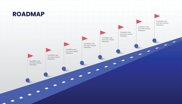 8 Steps Uphill Road Roadmap Flag Business Timeline Infographic Design