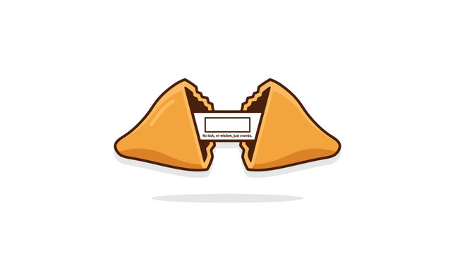 Open Fortune Cookie with Blank Paper Inside, Isolated on White Background