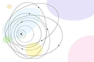 Abstract vector design orbit and planets in a modern, simple, clean and abstract style. Suitable for background, banner © Erdhiefan