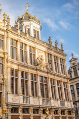 Fototapeta premium Vertical view of an ornate Baroque guild house facade at the famous Grand Place.
