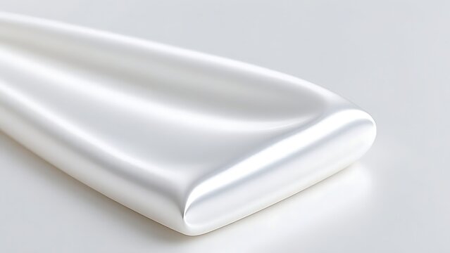 Smooth white satin fabric folded minimalist abstract background with soft light reflective surface texture with showcases single piece fabric draped gentle