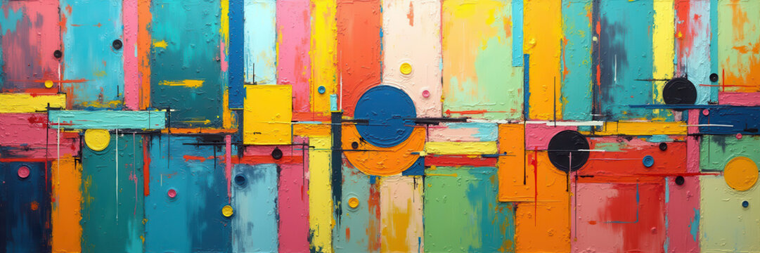 Horizontal abstract in vivid and muted colors