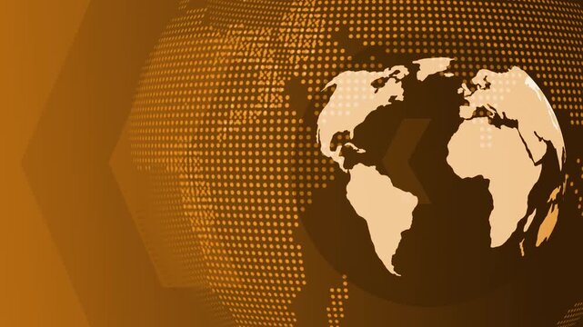 Stylized world map globe with dotted halftone pattern and continents background animation