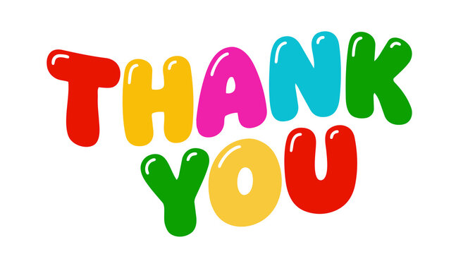 Friendly colorful thank you typography