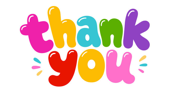 Playful rounded colorful thank you typography