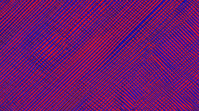 Abstract red and blue diagonal line texture with moire interference effect for digital backgrounds.