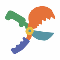 Fototapeta premium Crooked Garden Clippers Childish Vector Design