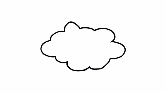 Doodle comic cloud speech bubble Hand drawn animation 4k