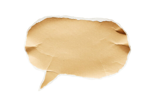 torn paper speech bubble empty dialogue box ripped edge old vintage style graphic element for notes and communication ideas.