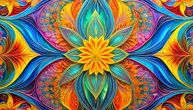 Floral three dimensional artwork vivid hues