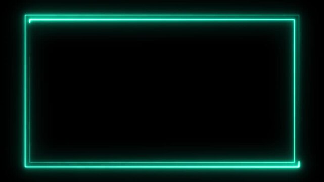 Neon square frame glitching and dissolving across three video frames light digital effect animation clip