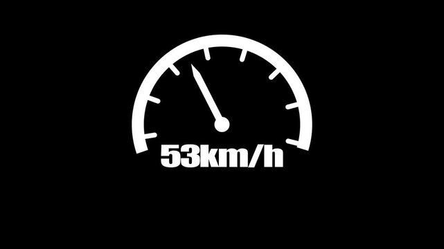 Speedometer increasing from zero to 123 kilometers per hour on black background stock footage video