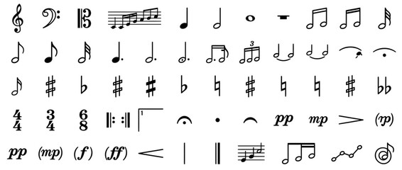 Collection of Musical Notation Symbols and Elements © Lilis