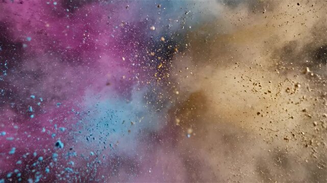 Colorful powder explosion in a dark background with vibrant hues