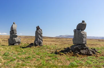 Stacked Stone (cairns) landscape Iceland © waku