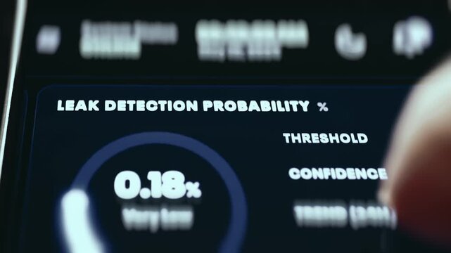 Leak Detection Probability Gauge Showing Very Low Risk at 0.18 Percent