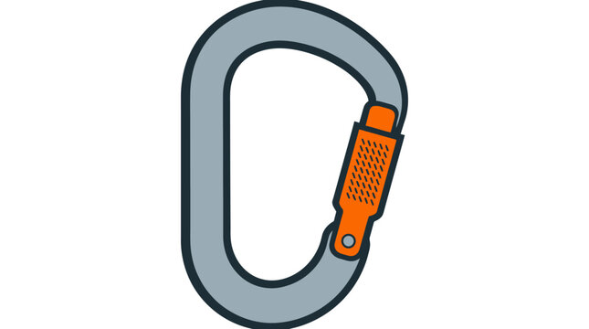 Climbing Carabiner Clip Isolated on White Background, Safety Equipment