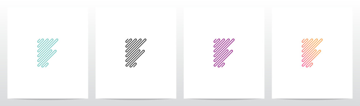 Single Lines Diagonal Sine Waves Frequency Shape Letter Initial Logo Design F