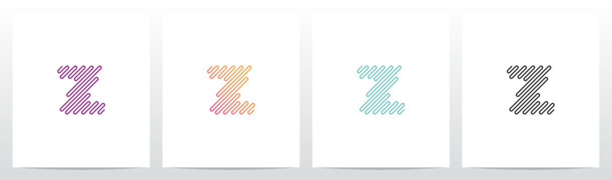 Single Lines Diagonal Sine Waves Frequency Shape Letter Initial Logo Design Z