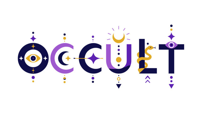 Occult Word Art Featuring Mystical Symbols.