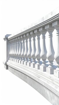 Ornate white balustrade with sculpted columns against a bright background
