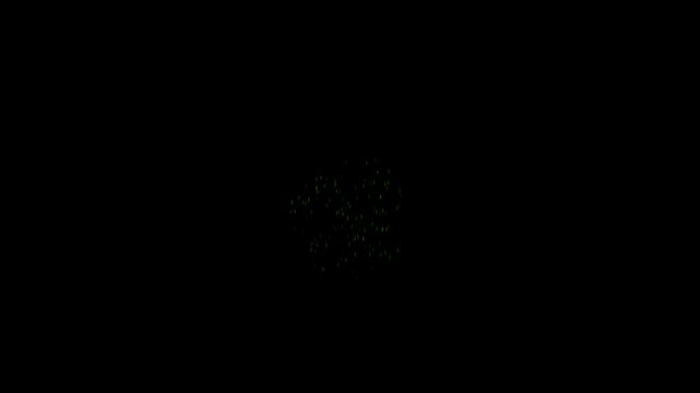 Green particles exploding and dispersing across a black background time lapse sequence video explosion disperse