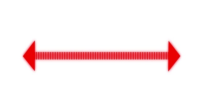 Red diamond expanding into horizontal arrows on white background stock footage video arrow growing shape
