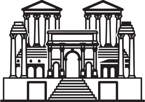 Classical Roman Theater Architecture Vector Icon