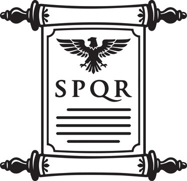Ancient Roman SPQR Scroll Banner Vector Icon