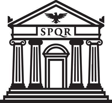 Roman SPQR Temple Building Facade Vector Icon