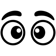 Cute Cartoon Eyes Illustration With Innocent Expression And Bold Line Art Isolated on a Transparent or White Background