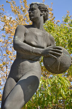 SOFIA BULGARIA: In front of the main entrance to the Vasil Levski National Stadium in Sofia, 