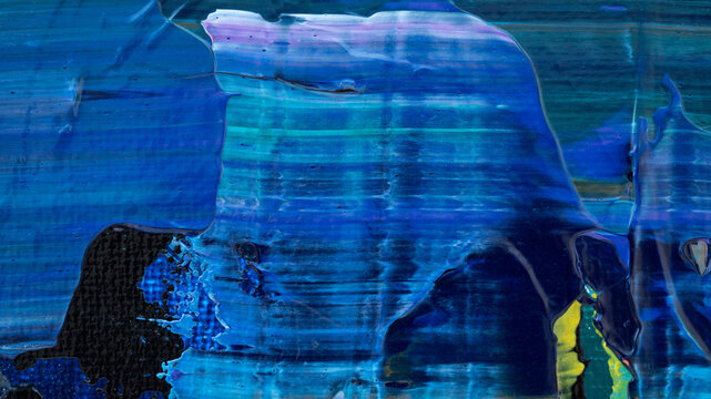 Colorful strokes of oil and acrylic paint on canvas create an abstract scene