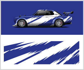 Fototapeta premium Dynamic Blue Racing Car Wrap Design