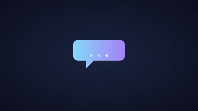 Animated gradient speech bubble with loading dots for digital communication and ui animation 4k chat