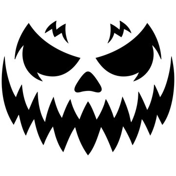 Modern Jack O Lantern Silhouette With Aggressive Expression And Bold Outline Isolated on a Transparent or White Background