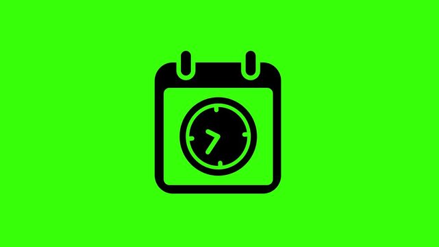 Deadline Calendar and Clock Loop Animation on Green Screen Background
